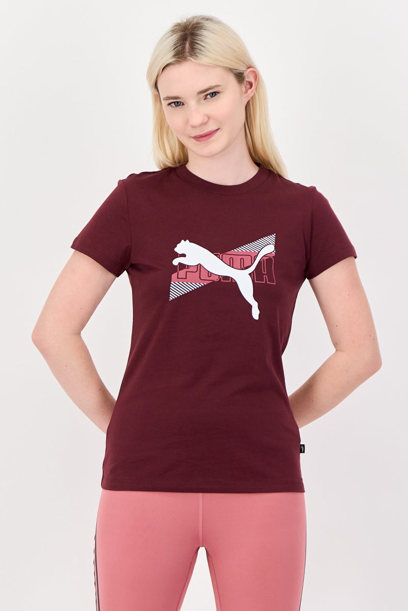 PUMA Women Sportswear Fit Short Sleeve Outdoor Top, Maroon - Image 1